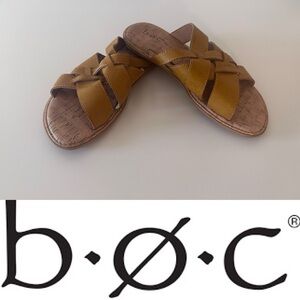 b.o.c. Mustard Slide Sandals with Woven Straps